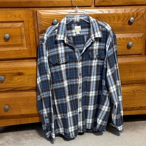 G.H. Bass & Co. Blue,White and Brown Plaid Shirt